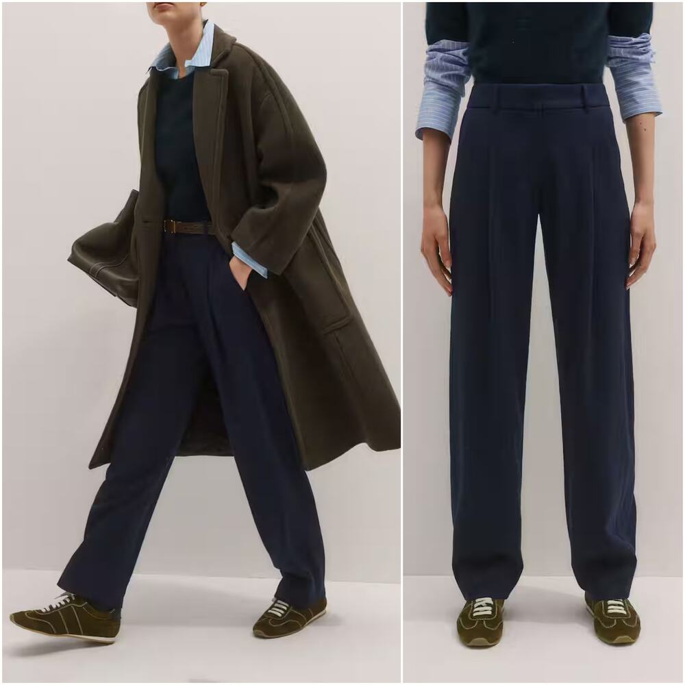 ME+EM Pleat Front Pant Italian wool Deep indigo blue 6UK 2US